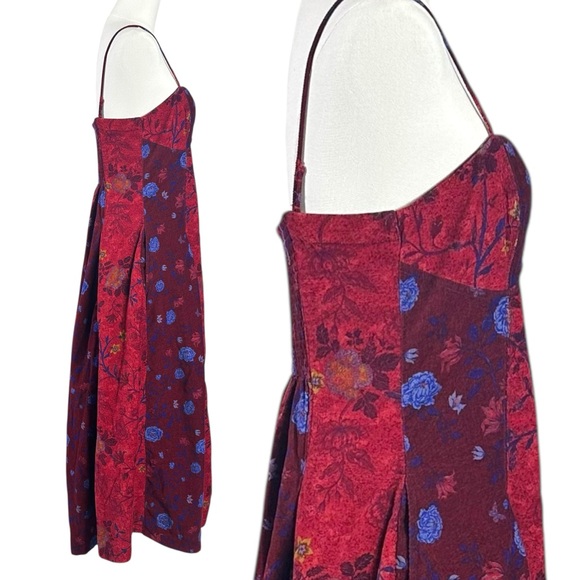 Free People Bohemian Grunge Witchy Corduroy Gail Midi Dress Scarlet Combo Medium - Picture 7 of 15